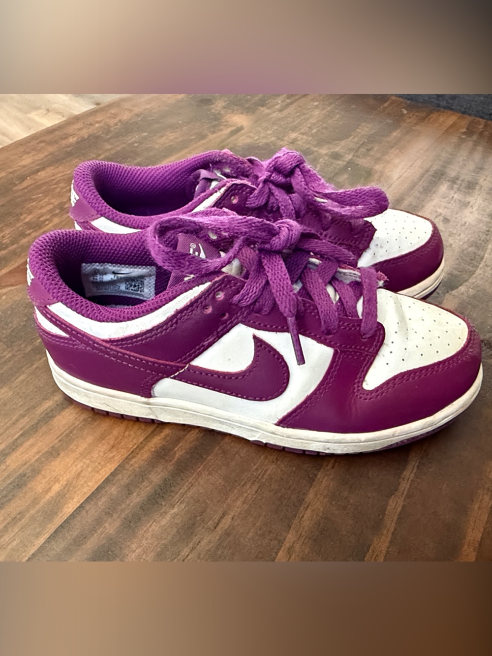 Nike Dunks Kids Purple and White Low-Top Sneakers